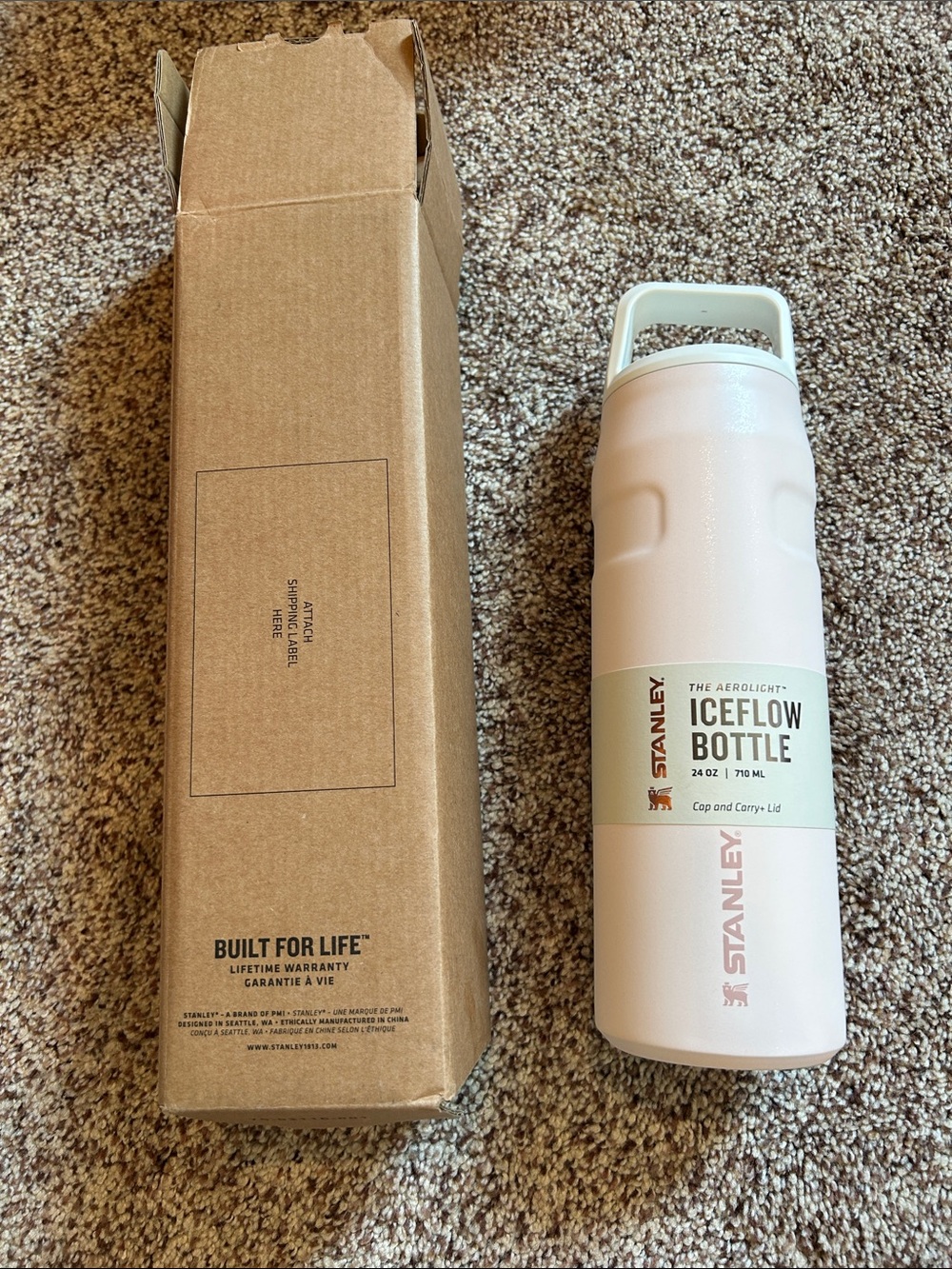 Stanley Pale Pink IceFlow Bottle with Carry Lid